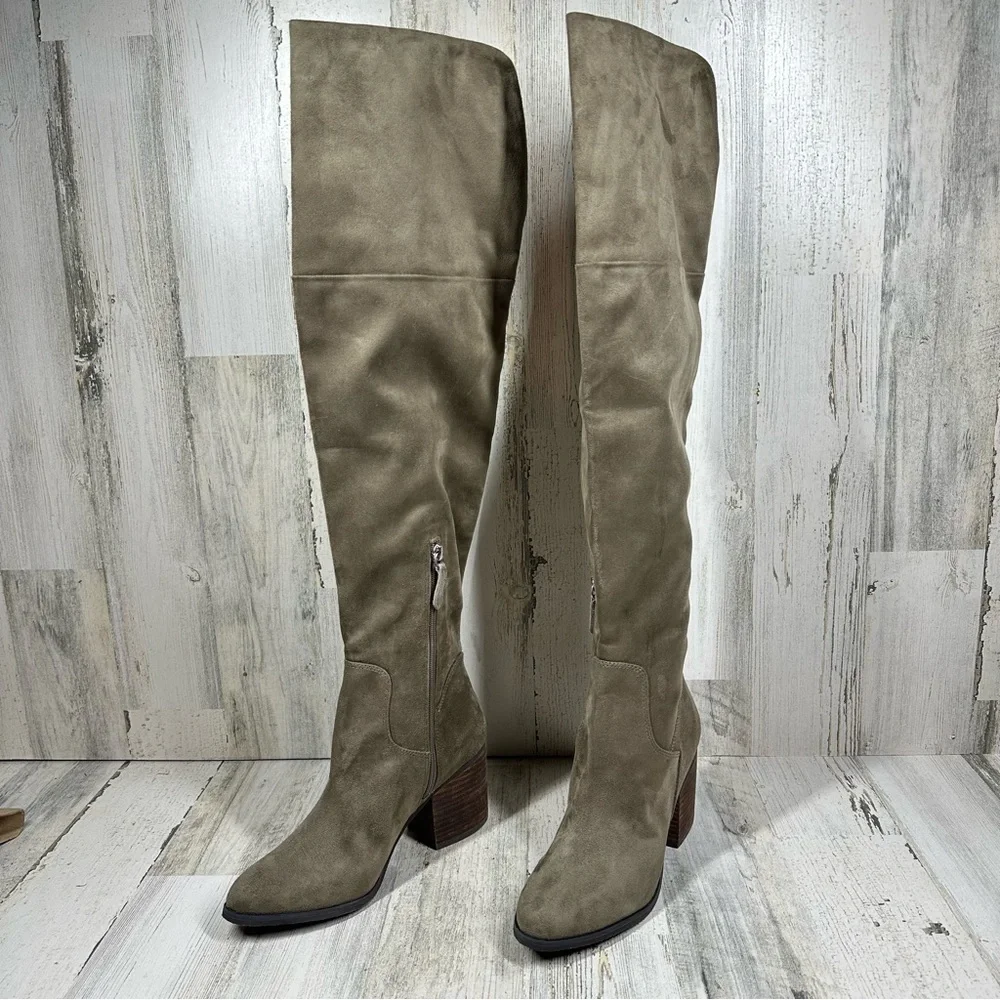 New BP. Luke Black‎ Side Zip Block Heel Over The Knee Boots #989